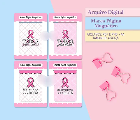 Arquivo Outubro Rosa Marca Página Magnético- Studio Rafa