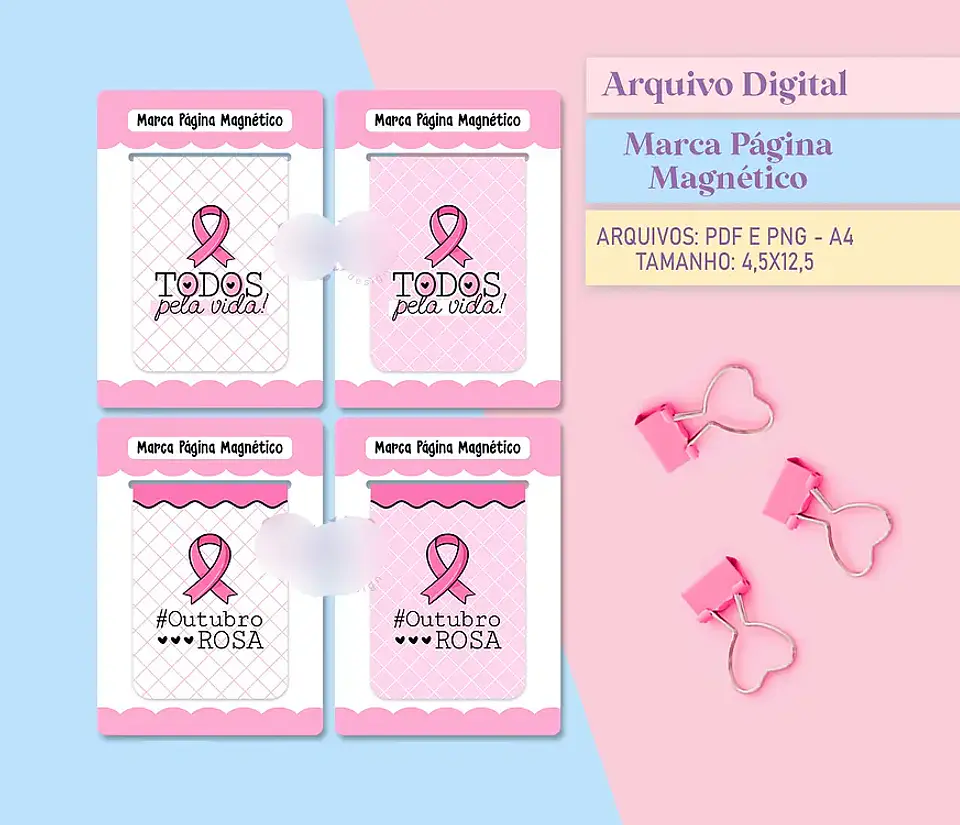 Arquivo Outubro Rosa Marca Página Magnético- Studio Rafa 1