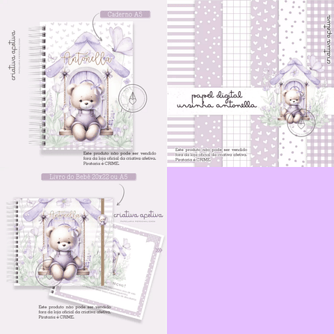 Arquivo Encadernação Baby Combo Ursinha Lilás -  CRIATIVA AFETIVA