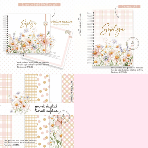 Arquivo Encadernação Baby Combo Floral Delicado -  CRIATIVA AFETIVA