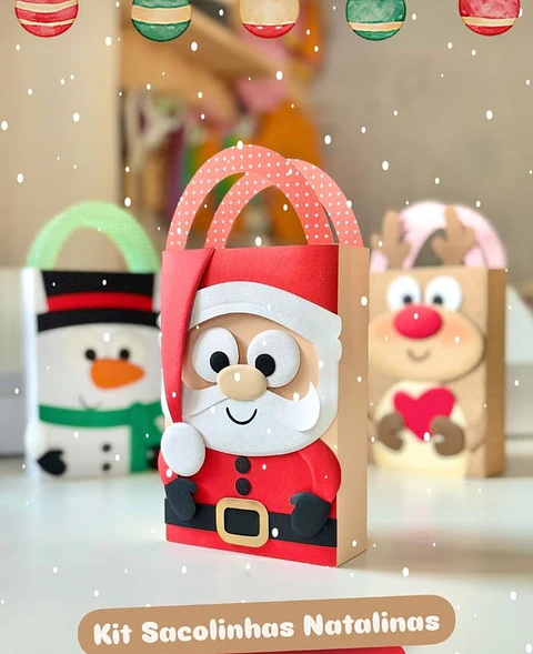 Arquivo Natal Sacolinhas em Camadas - papel caramelo