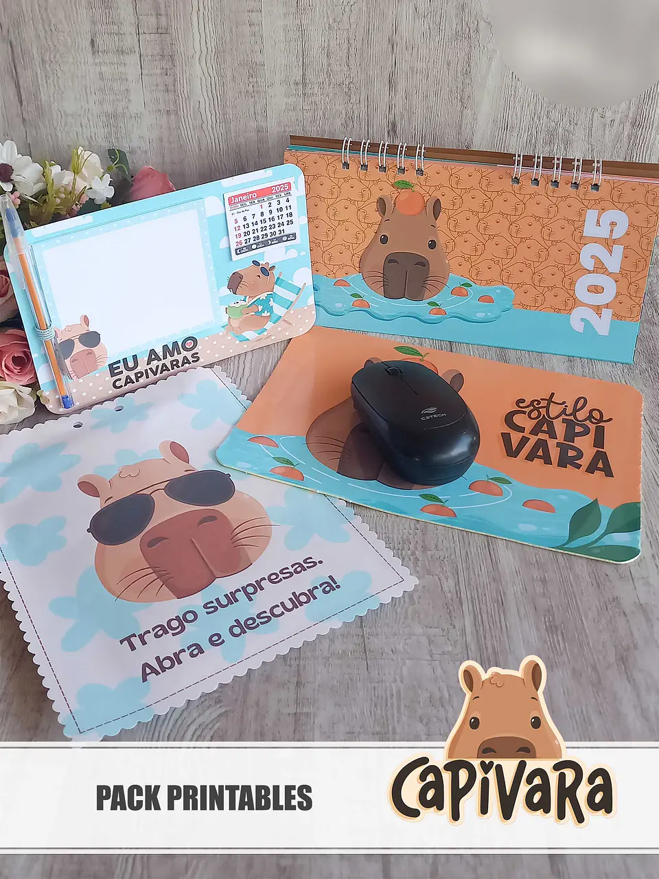 Arquivo Coleção Capivara Pack Printables 1