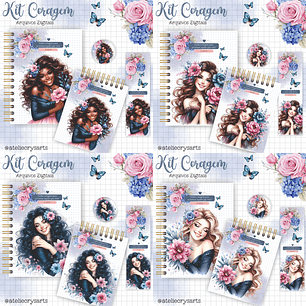Arquivo Encadernação Kit Coragem Mulher Floral - Crys