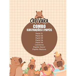 Kit Digital Combo Capivara Ilustrações e Papéis - TITA