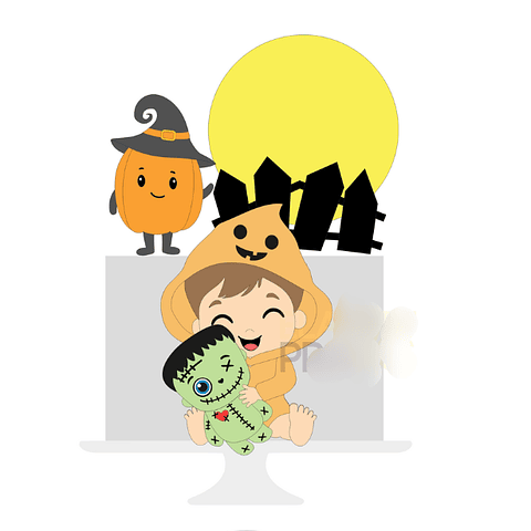 Arquivo Topo de Bolo Halloween Baby Frankestein - EM CAMADAS
