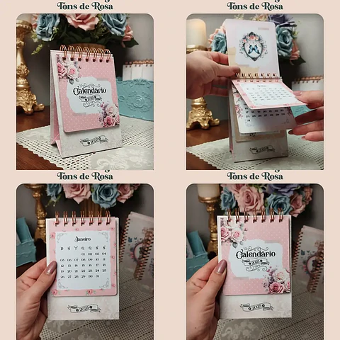 Arquivo Calendário Vintage 2025 Tons de Rosa - Perfeito Miolo
