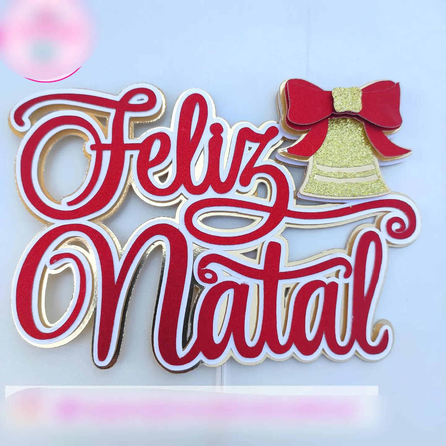 Arquivo Topo de Bolo Feliz Natal Sino - em camadas 1