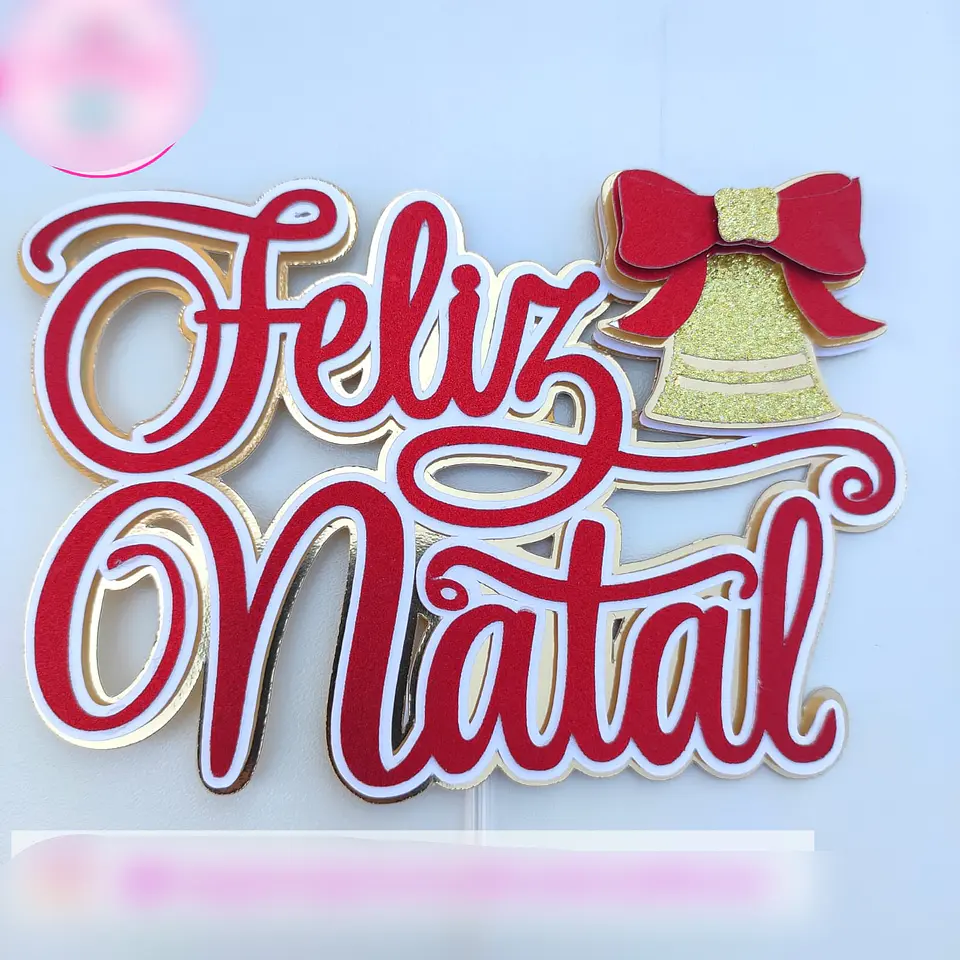 Arquivo Topo de Bolo Feliz Natal Sino - em camadas 1