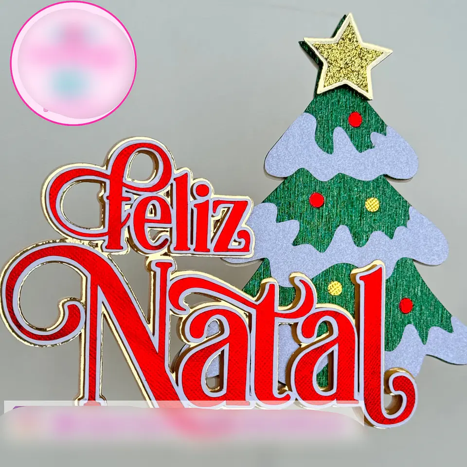 Arquivo Topo de Bolo Feliz Natal Arvore - em camadas 1