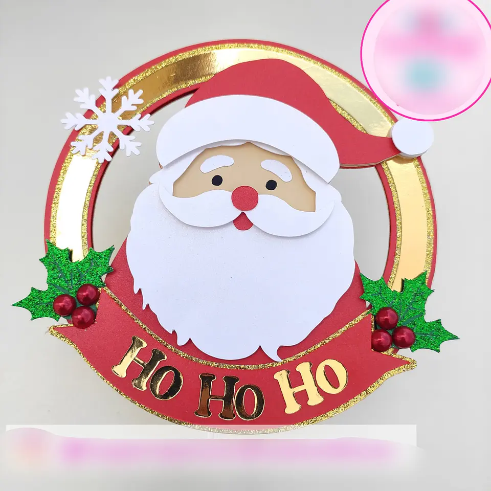 Arquivo Topo de Bolo Natal Circular HOHOHO- em camadas 1