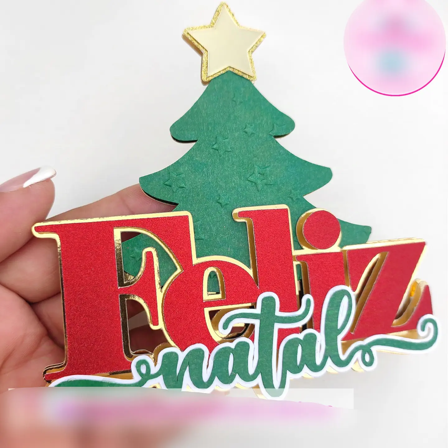 Arquivo Topo de Bolo Feliz Natal Árvore - em camadas 1