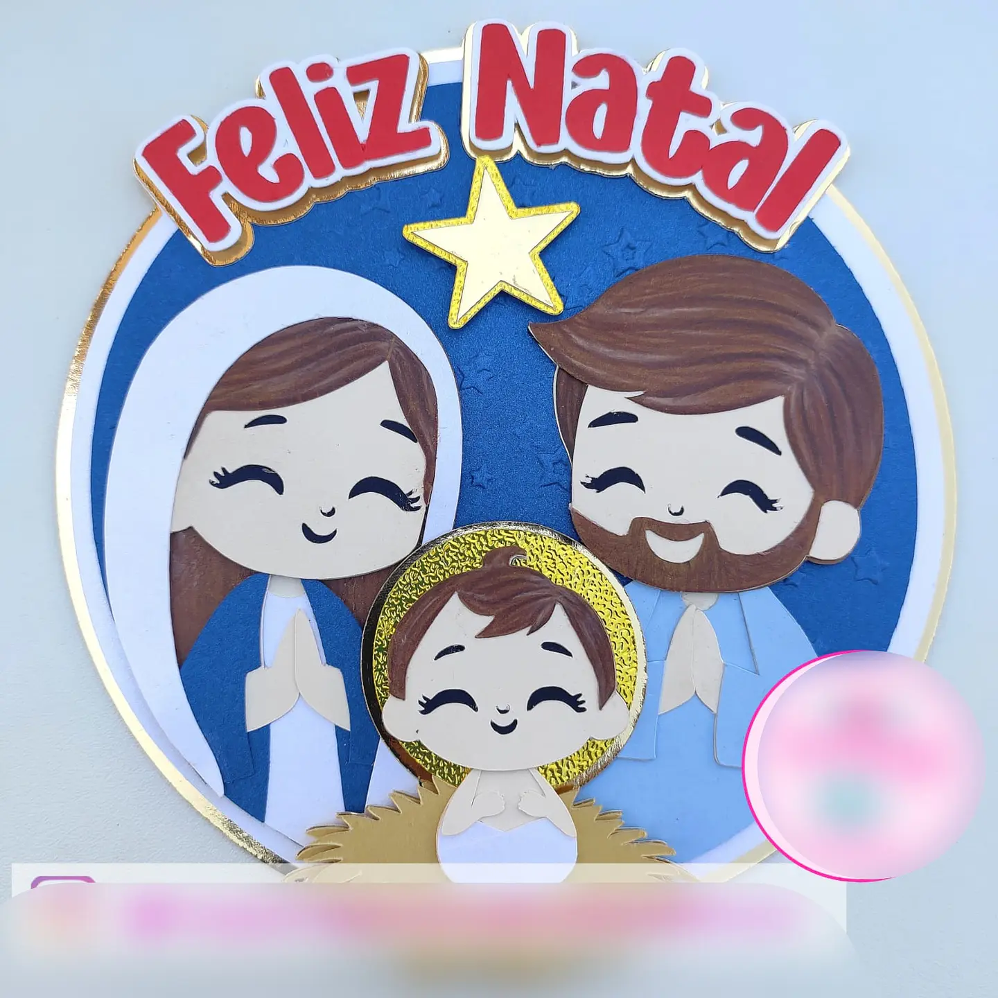 Arquivo Topo de Bolo Natal Cristão Circular - em camadas 1