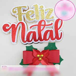 Arquivo Topo de Bolo Feliz Natal Laço - em camadas