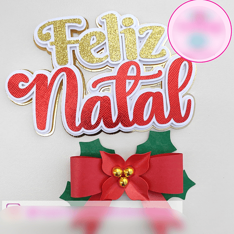 Arquivo Topo de Bolo Feliz Natal Laço - em camadas
