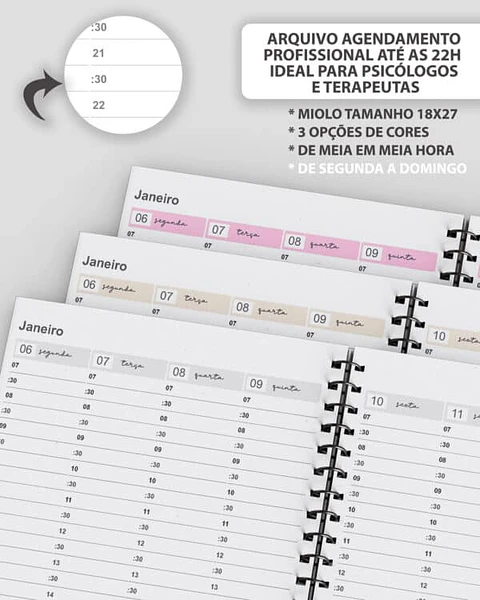 Arquivo Kit Agendamento Semanal 2025 tamanho 18×27 - Bicho Papel