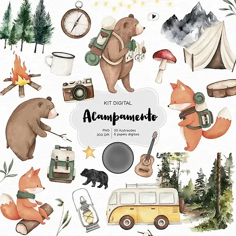 Kit Digital Acampamento Aquarela - ESTUDIO 812