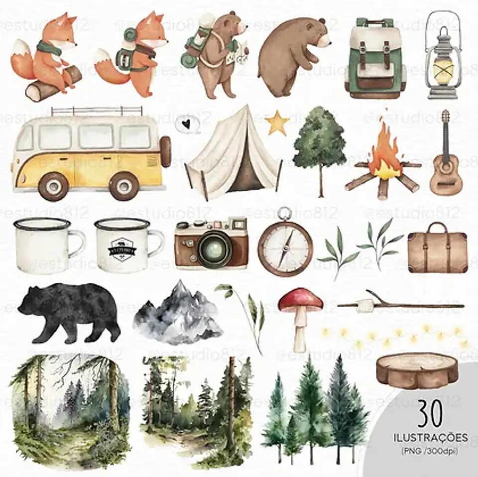 Kit Digital Acampamento Aquarela - ESTUDIO 812 3