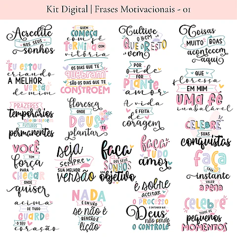 Kit Digital Frases Motivacionais Lettering - VE BERNARDI