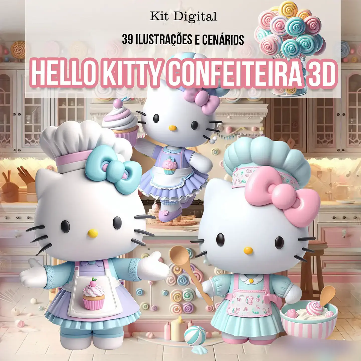 Kit Digital Hello Kitty Confeiteira - illustradeb 1