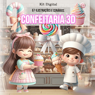 Kit Digital Confeitaria 3D - illustradeb