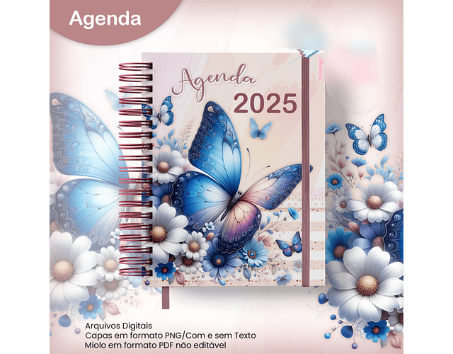 Arquivo Agenda A5 Borboleta Floral Azul 2025 - jana bicalho