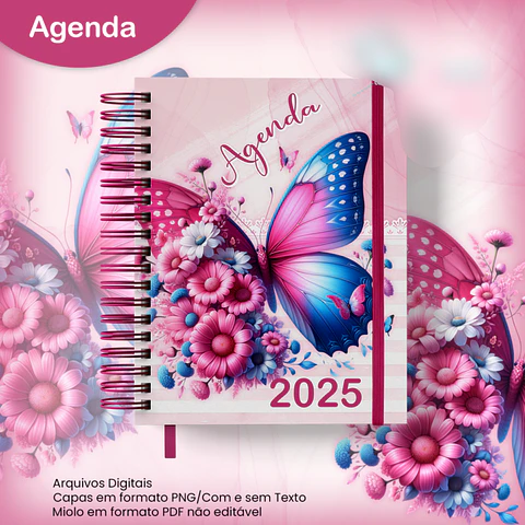 Arquivo Agenda A5 Borboleta Floral Rosa 2025 - jana bicalho