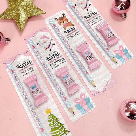 Arquivo Card Chiclete Natal Rosa