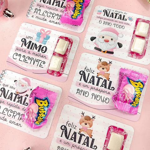 Arquivo Card Chiclete Natal Rosa