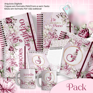 Arquivo Encadernação Pack Floral Rosa - Jana Bicalho