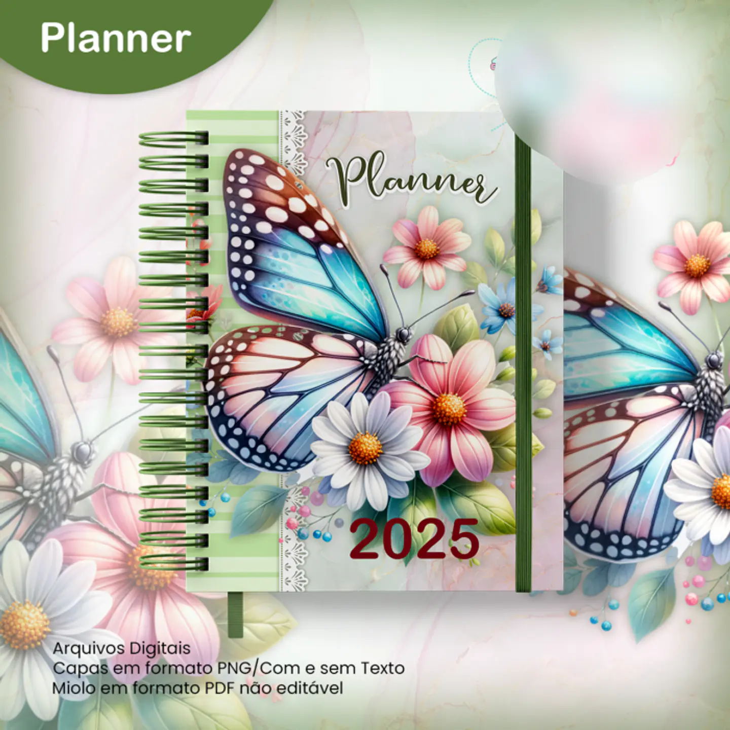 Arquivo Planner 2025 Datado A5 Borboleta Floral - JANA BICALHO 1