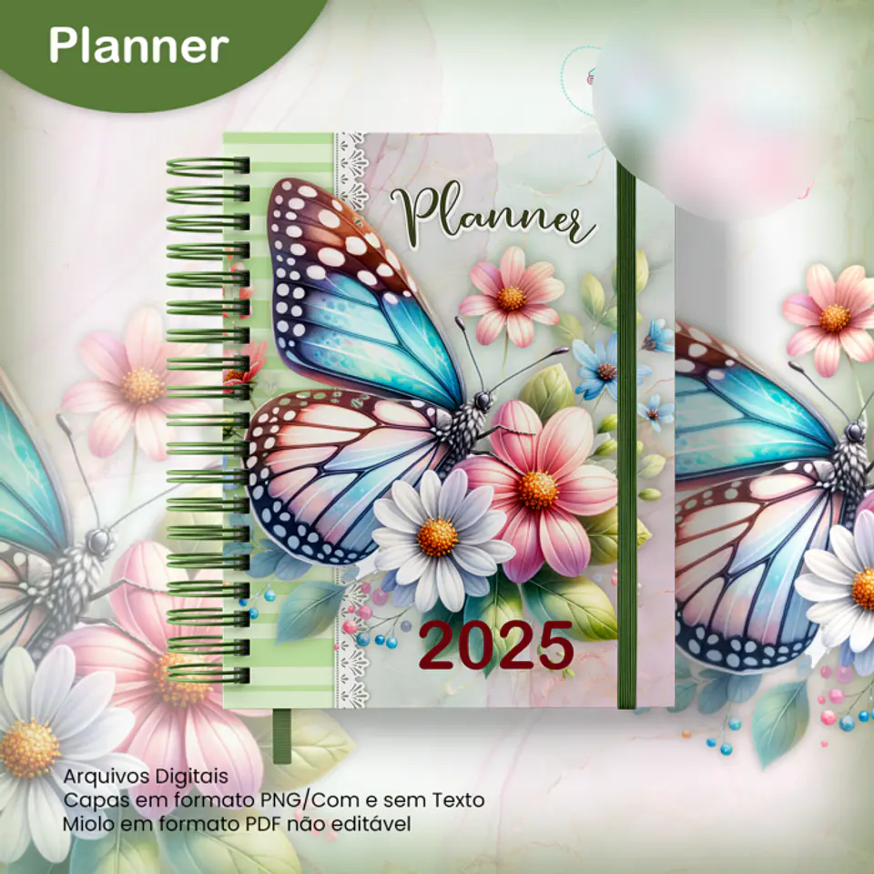 Arquivo Planner 2025 Datado A5 Borboleta Floral - JANA BICALHO 1