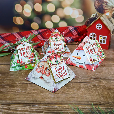 Arquivo Natal Caixa Triangular Blistter - Chuvinha de Papel