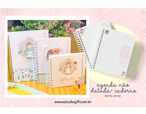 Arquivo encadernação Kit Anne - Caderno + Agenda não datada 03 tamanhos