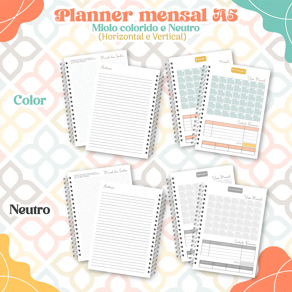 Arquivo Encadernação Combo Planejadores Permanentes - Madi 12