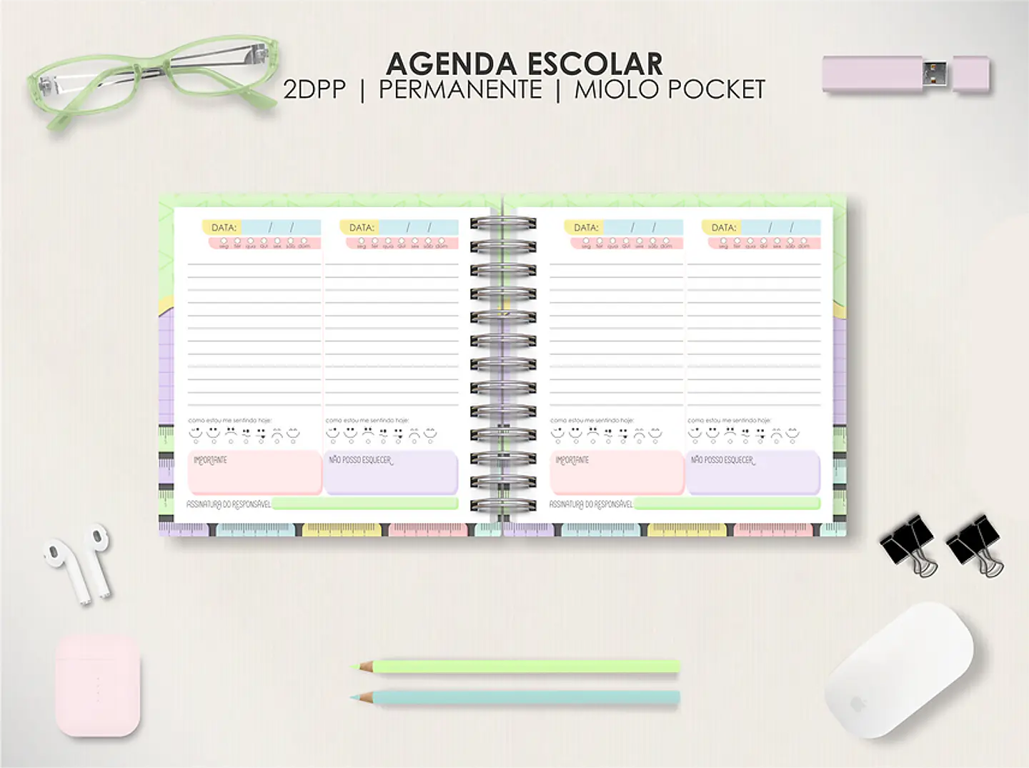Arquivo Agendas Escolares Permanentes - Moldes da Lê 3