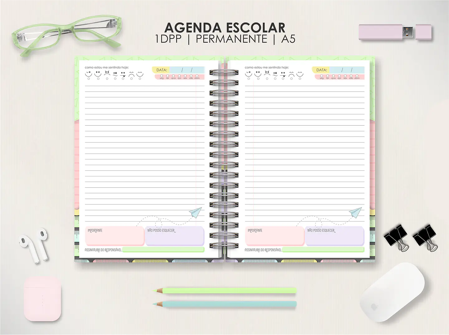Arquivo Agendas Escolares Permanentes - Moldes da Lê 5