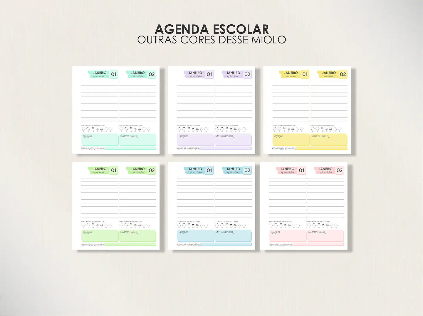 Arquivo Agendas Escolares Permanentes - Moldes da Lê 7