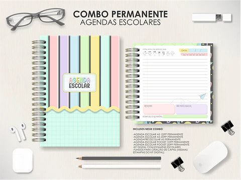 Arquivo Agendas Escolares Permanentes - Moldes da Lê