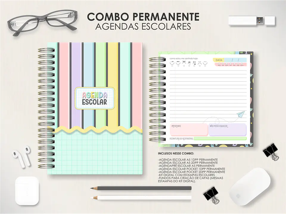 Arquivo Agendas Escolares Permanentes - Moldes da Lê 1