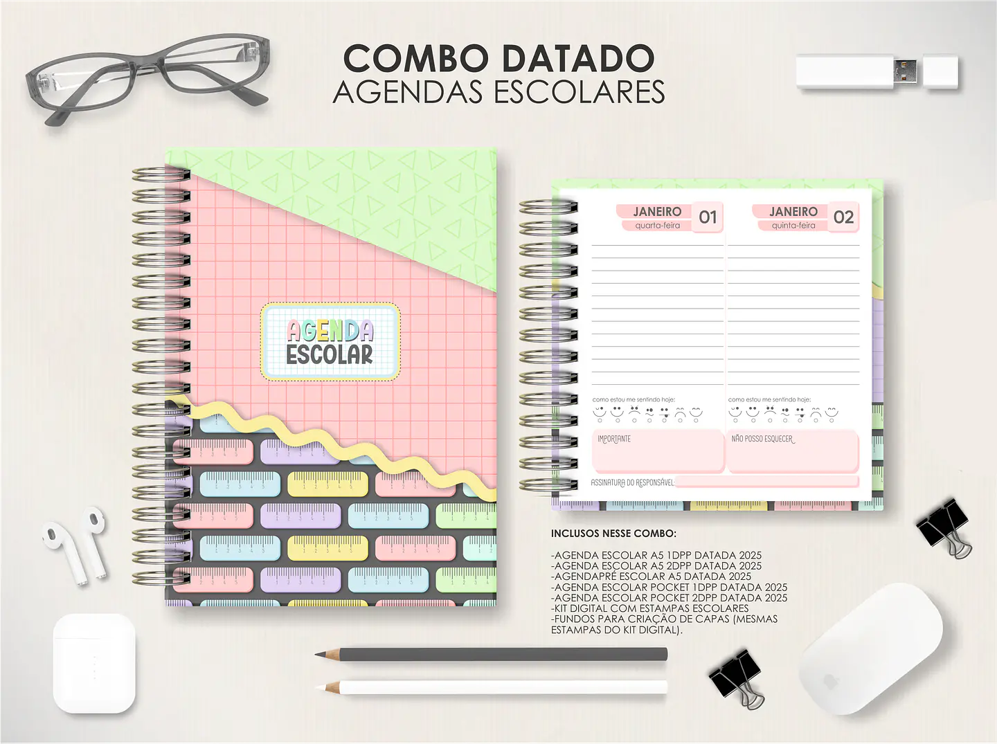 Arquivo Agendas Escolares Permanentes - Moldes da Lê 1