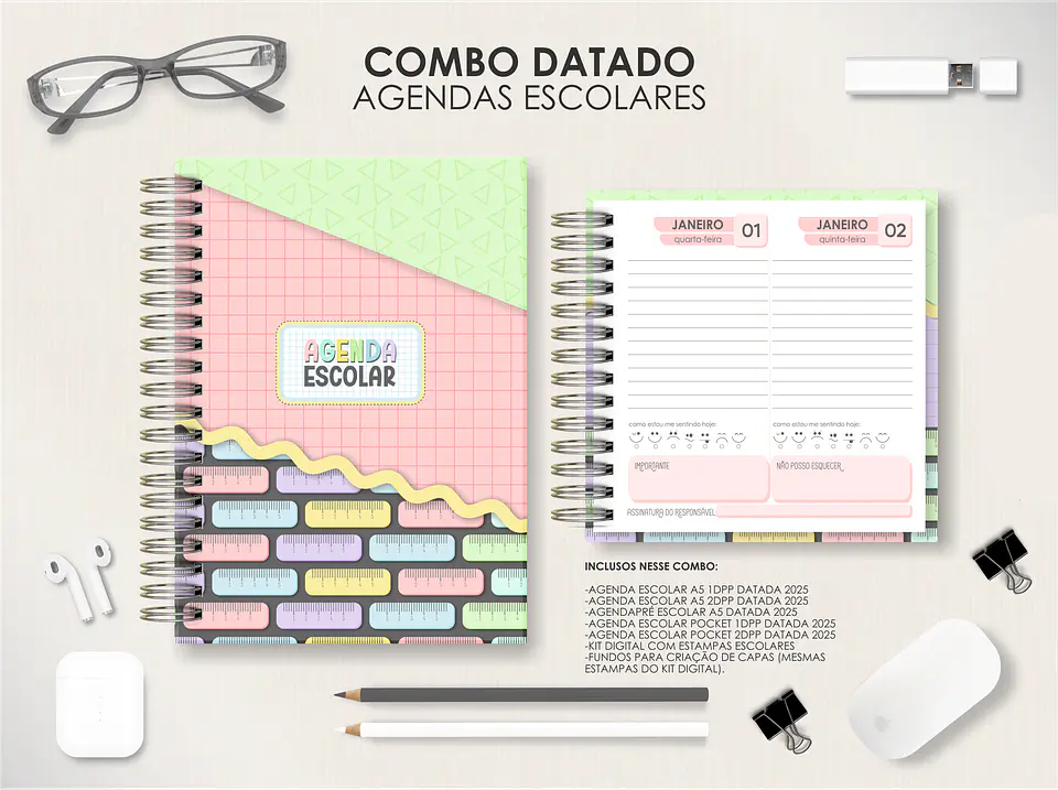 Arquivo Agendas Escolares Permanentes - Moldes da Lê 1