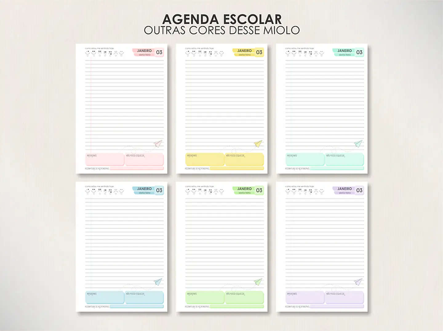 Arquivo Agendas Escolares Permanentes - Moldes da Lê 5