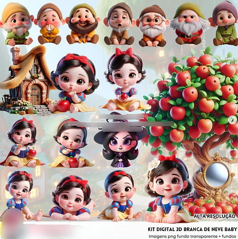 Kit Digital Branca de Neve Baby - Fanddy