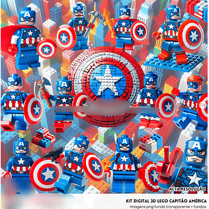 Kit Digital Lego Capitão América - Fanddy