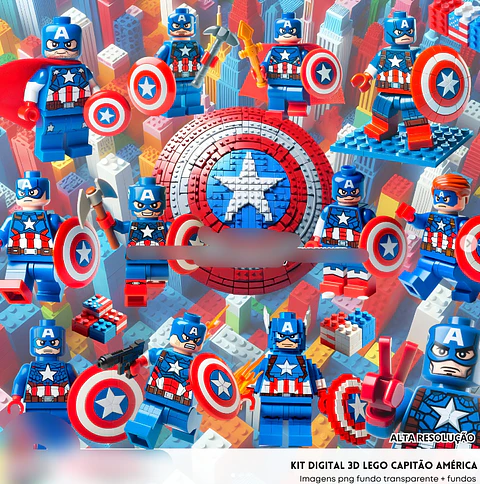 Kit Digital Lego Capitão América - Fanddy
