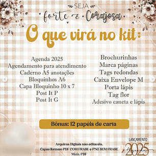 Arquivo Encadernação 2025 Coleção Seja Forte e Corajosa - Crys Arts