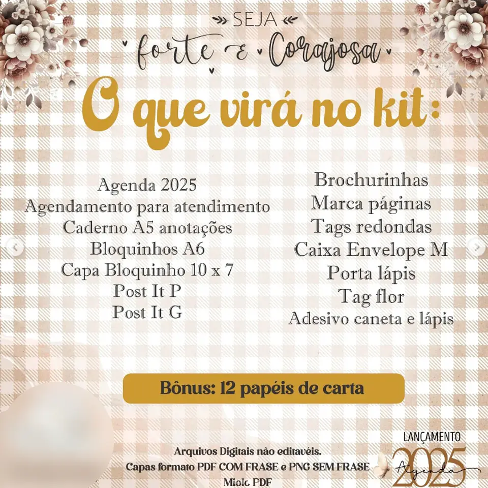 Arquivo Encadernação 2025 Coleção Seja Forte e Corajosa - Crys Arts 2