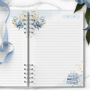 Arquivo Kit 11 Capas e Miolo Pautado Coleção Golden Blue - Papel Amado