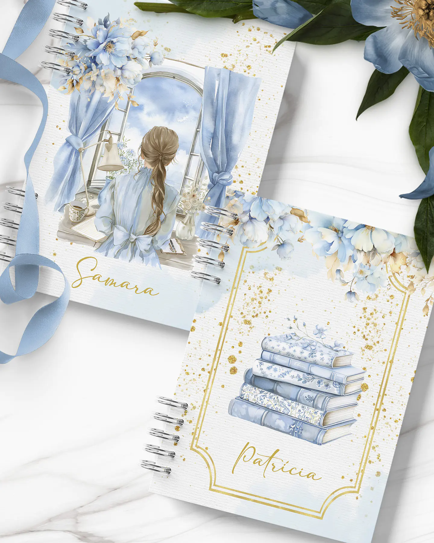 Arquivo Kit 11 Capas e Miolo Pautado Coleção Golden Blue - Papel Amado 3