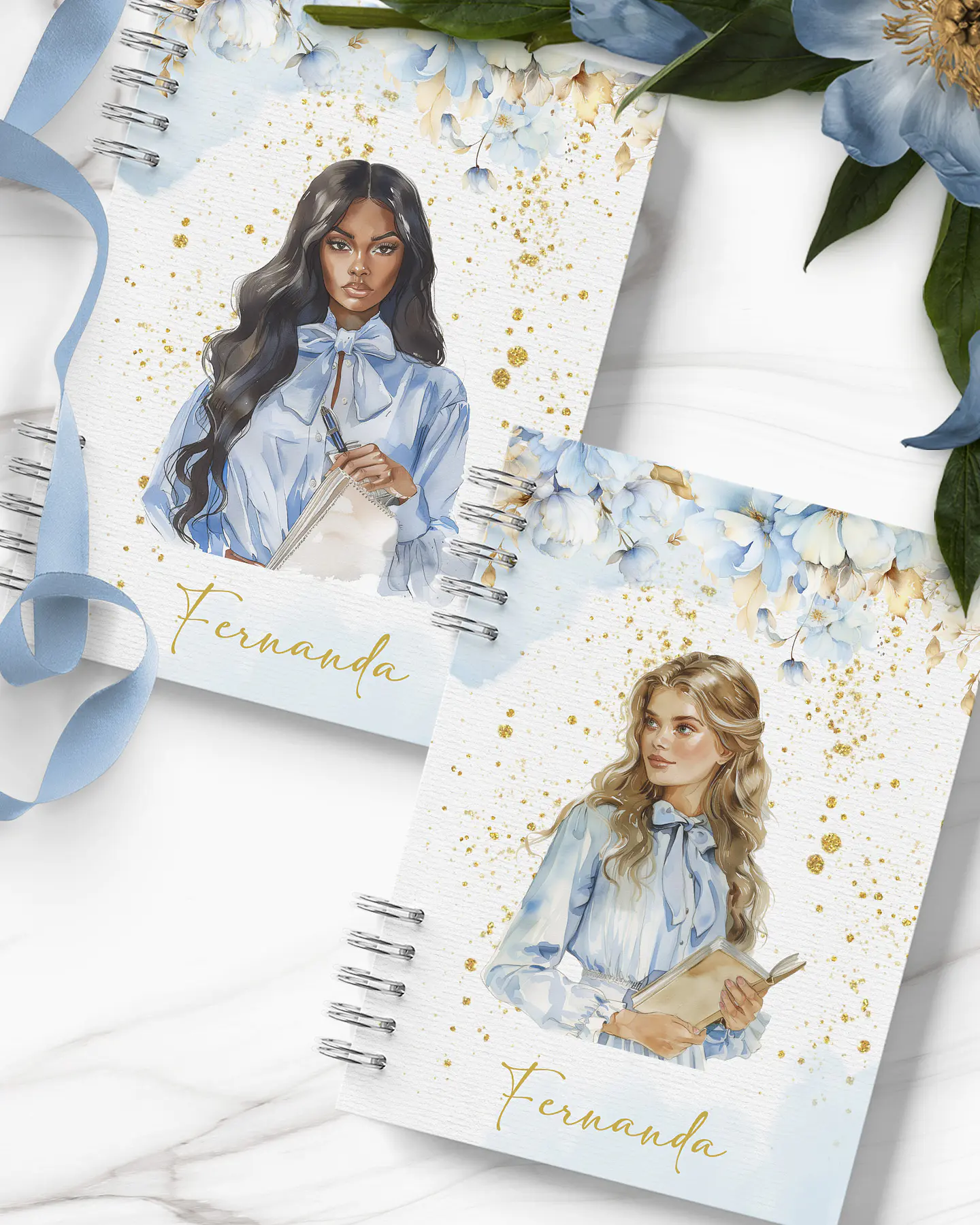 Arquivo Kit 11 Capas e Miolo Pautado Coleção Golden Blue - Papel Amado 6